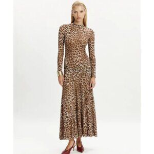 SOLD - Bardot Long Sleeves Printed Shift Dress. Leopard Print. S. NEW.